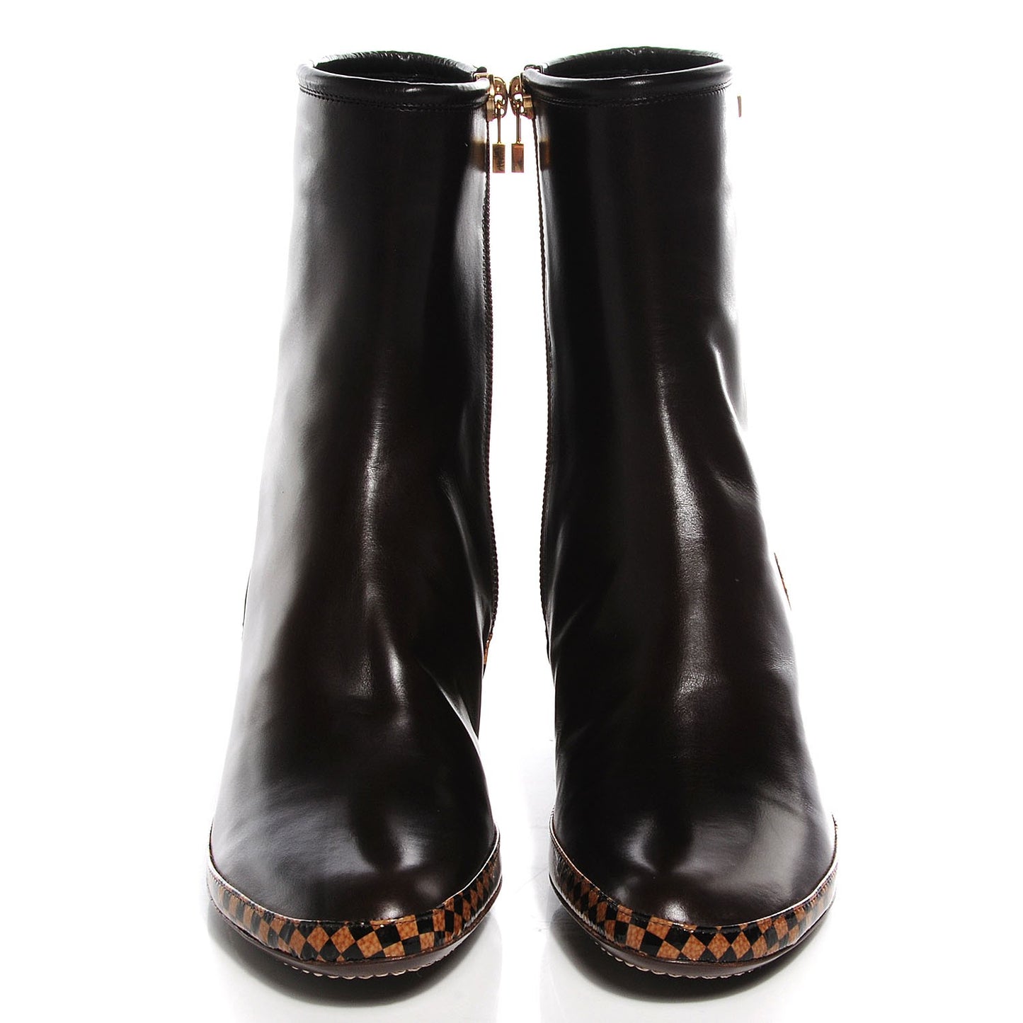 Calfskin Damier Ebene Ankle Boots 36.5