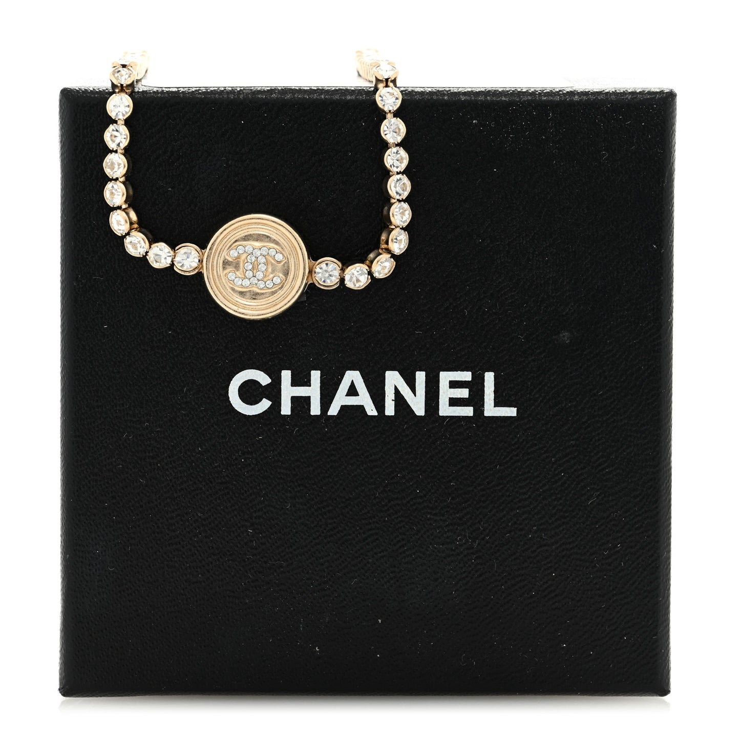 Crystal Pearl CC Choker Necklace Gold