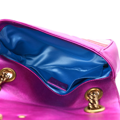 Gucci Metallic Calfskin Matelasse Mini GG Marmont Shoulder Bag Fuchsia 5 of 13