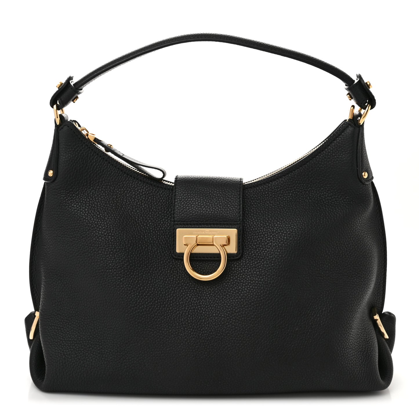 Calfskin Fanisa Gancini Hobo Black