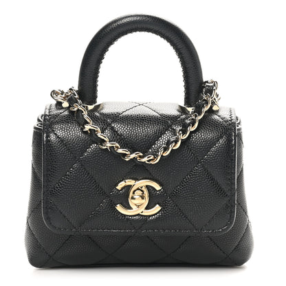 Chanel Caviar Quilted Nano Coco Handle Clutch With Chain Black 1 of 10