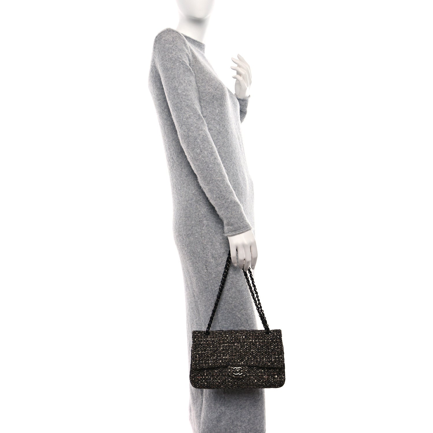 Chanel Tweed Quilted Medium Double Flap Brown 2 of 11