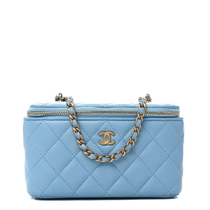 Chanel Lambskin Quilted Pearl Crush Small Vanity Case With Chain Light Blue 1 of 12