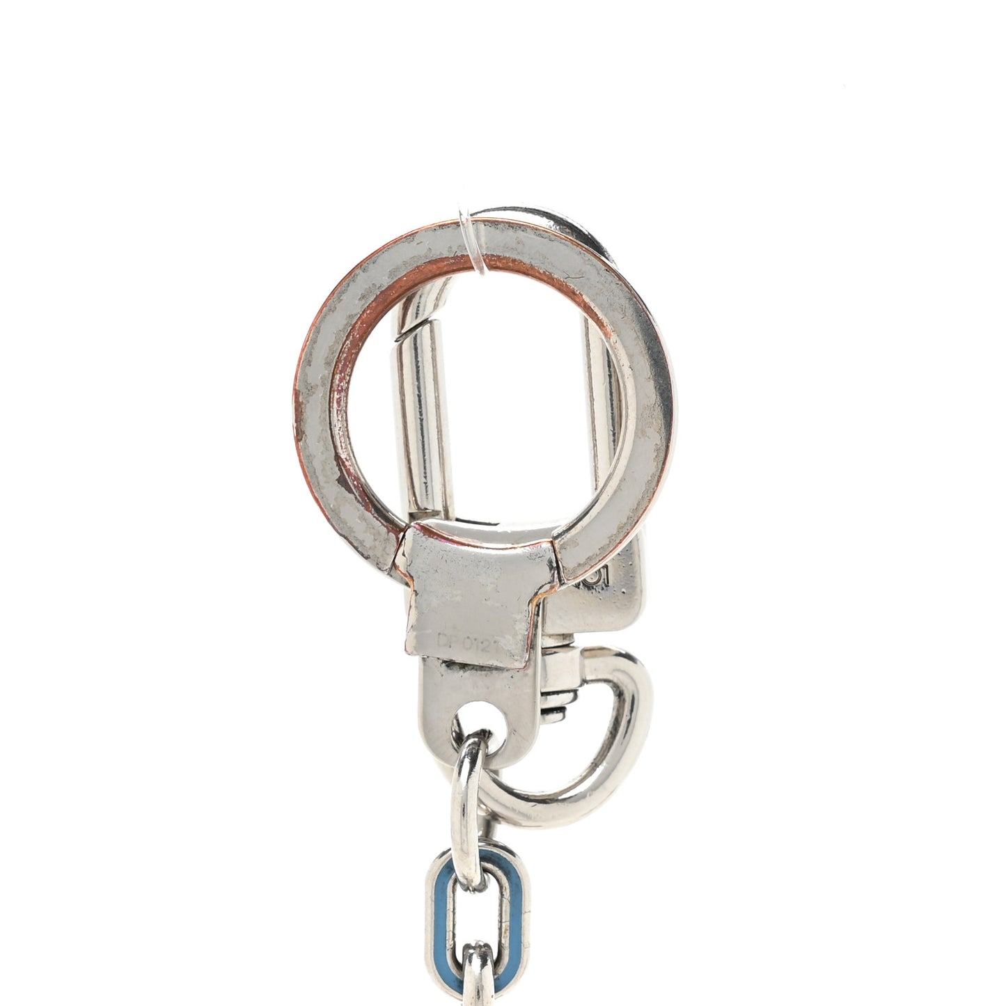Metal Palladiium Finish Lacquer LV Initiales Bag Charm Key Holder