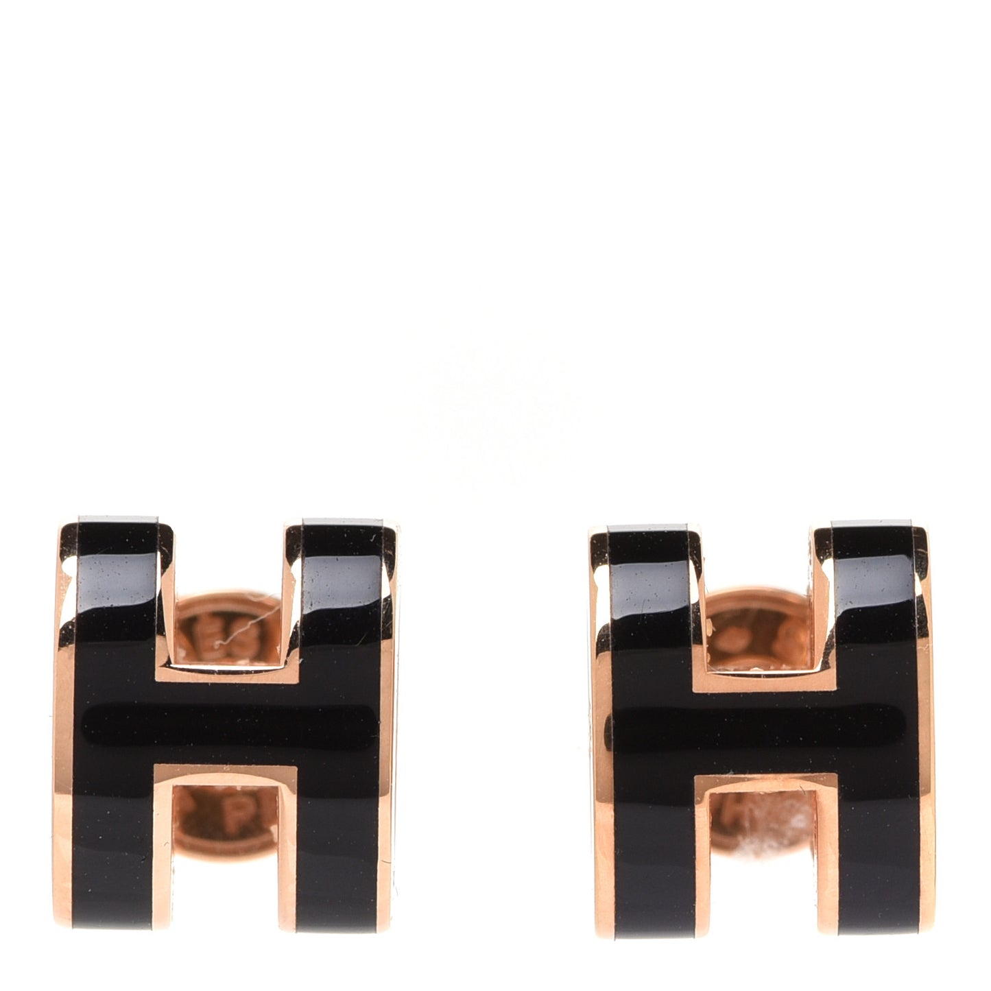 Rose Gold Lacquered Mini Pop H Earrings Black