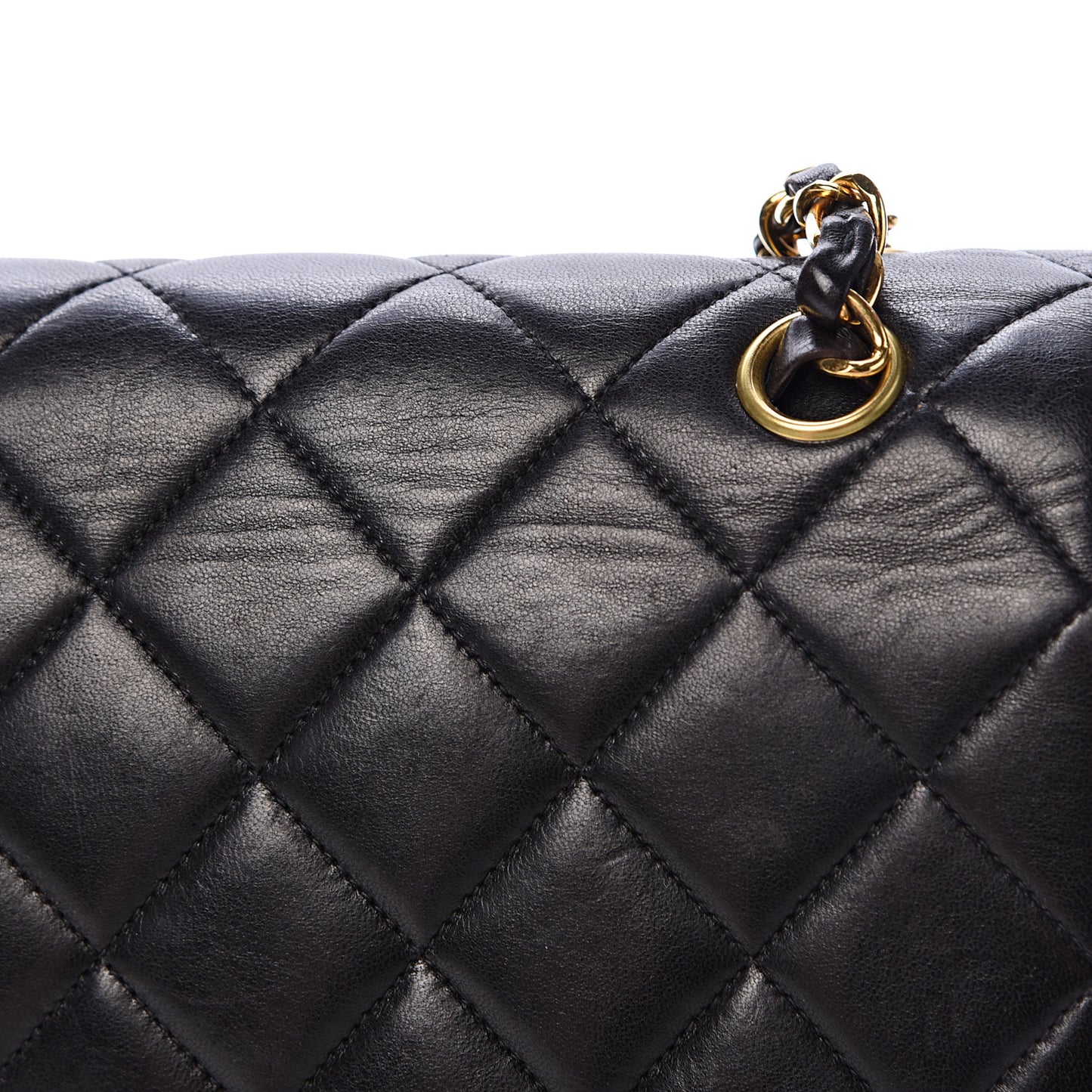 Lambskin Quilted Jumbo Double Sided Flap Black