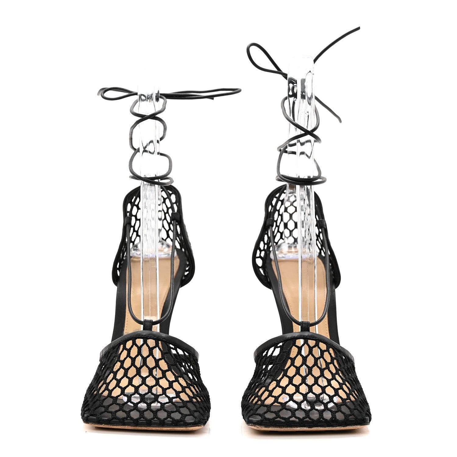 Bottega Veneta Mesh Nappa Stretch Ankle Tie 90mm Sandals 41 Black 2 of 10