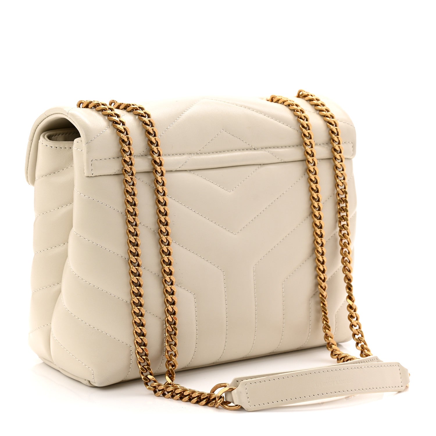 Saint Laurent Calfskin Y Quilted Monogram Small Loulou Chain Satchel Crema Soft 3 of 10