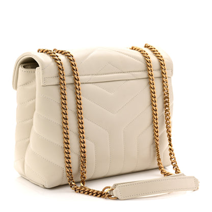 Saint Laurent Calfskin Y Quilted Monogram Small Loulou Chain Satchel Crema Soft 3 of 10