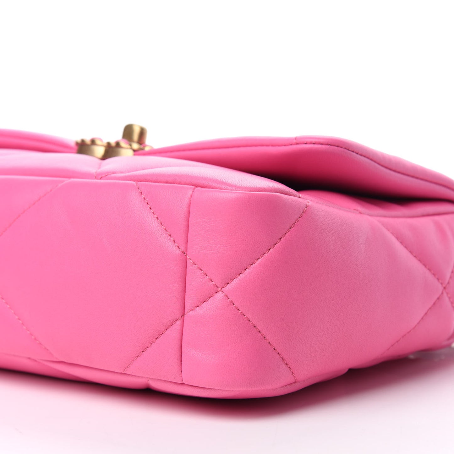 Shiny Lambskin Quilted Medium Chanel 19 Flap Neon Pink
