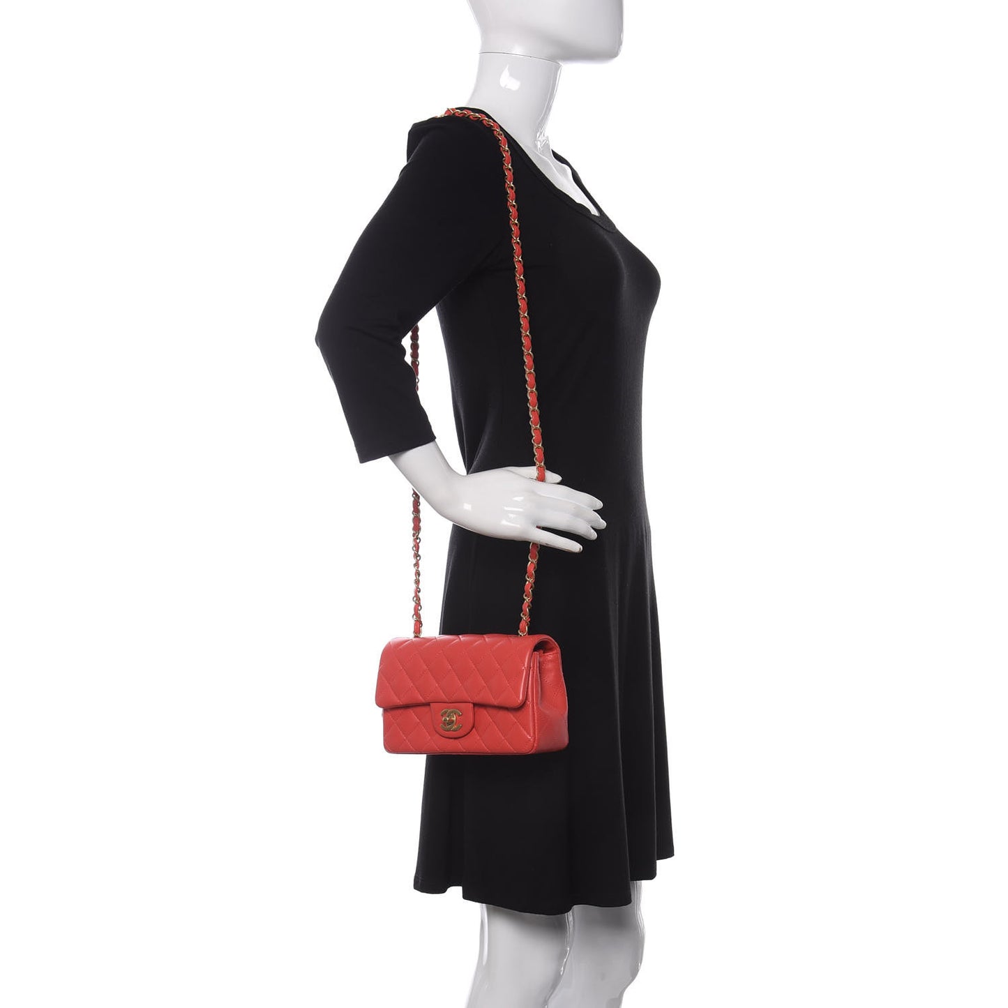 Lambskin Quilted Mini Rectangular Flap Red