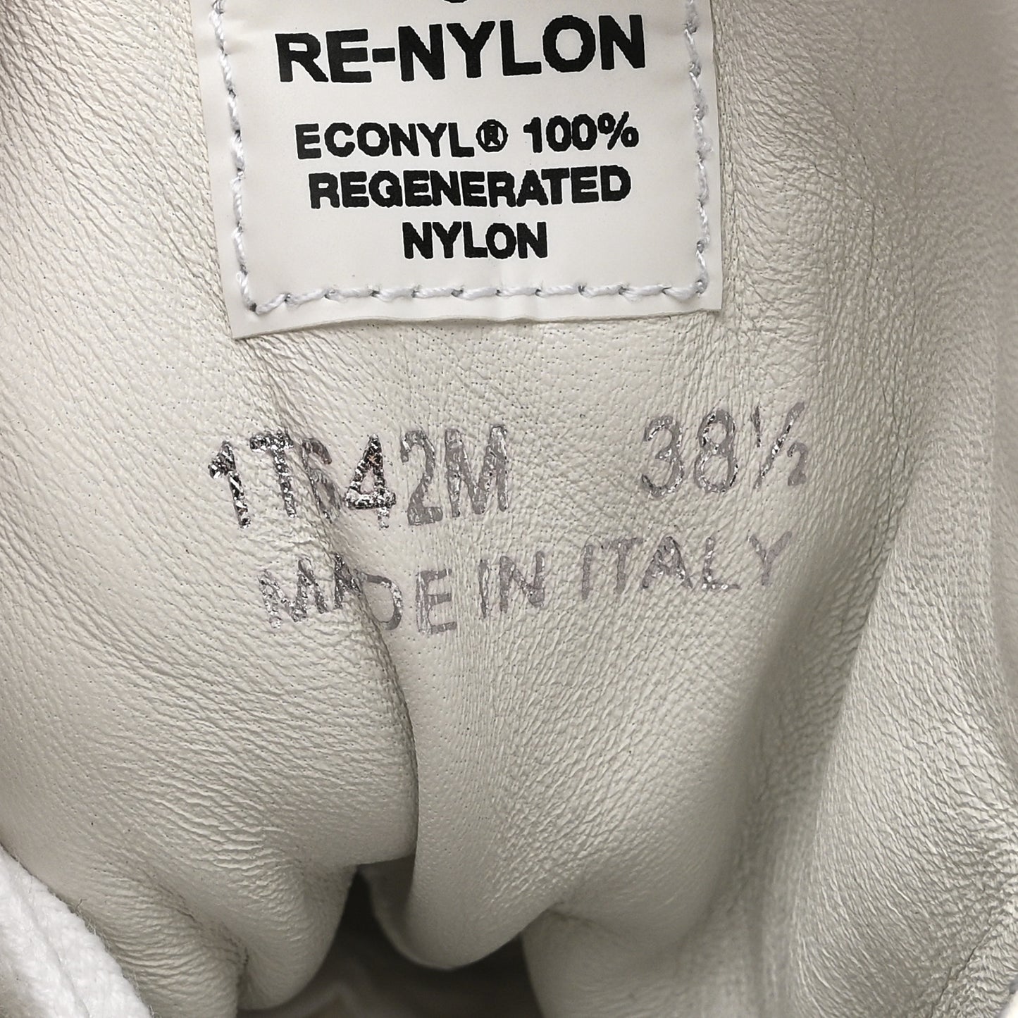 Re-Nylon Gabardine Spazzolato Macro Quilted Triangle Logo High Top 45mm Sneakers 38.5 White