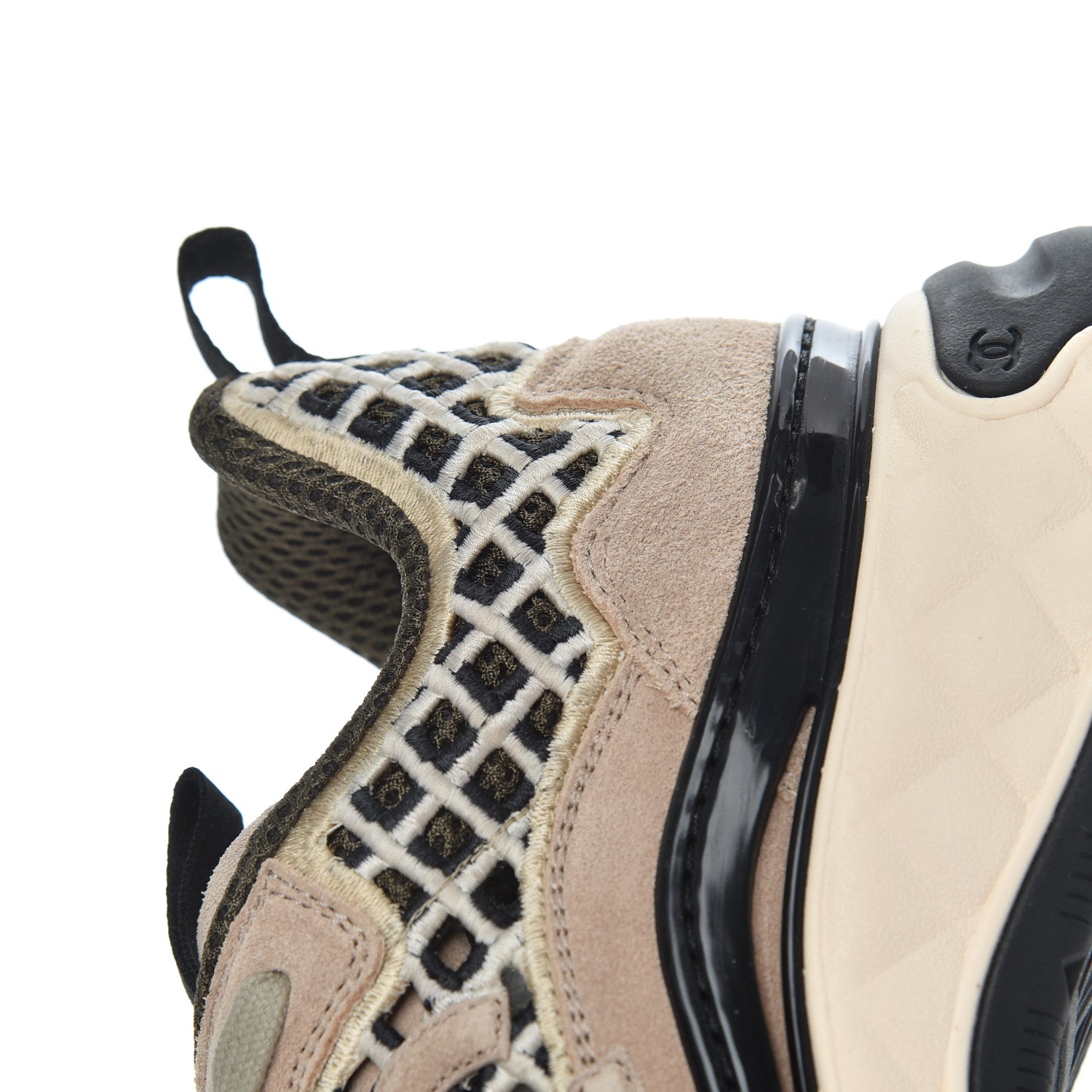 Chanel Suede Calfskin Embroidered CC Sneakers 41 Beige Black 16 of 17
