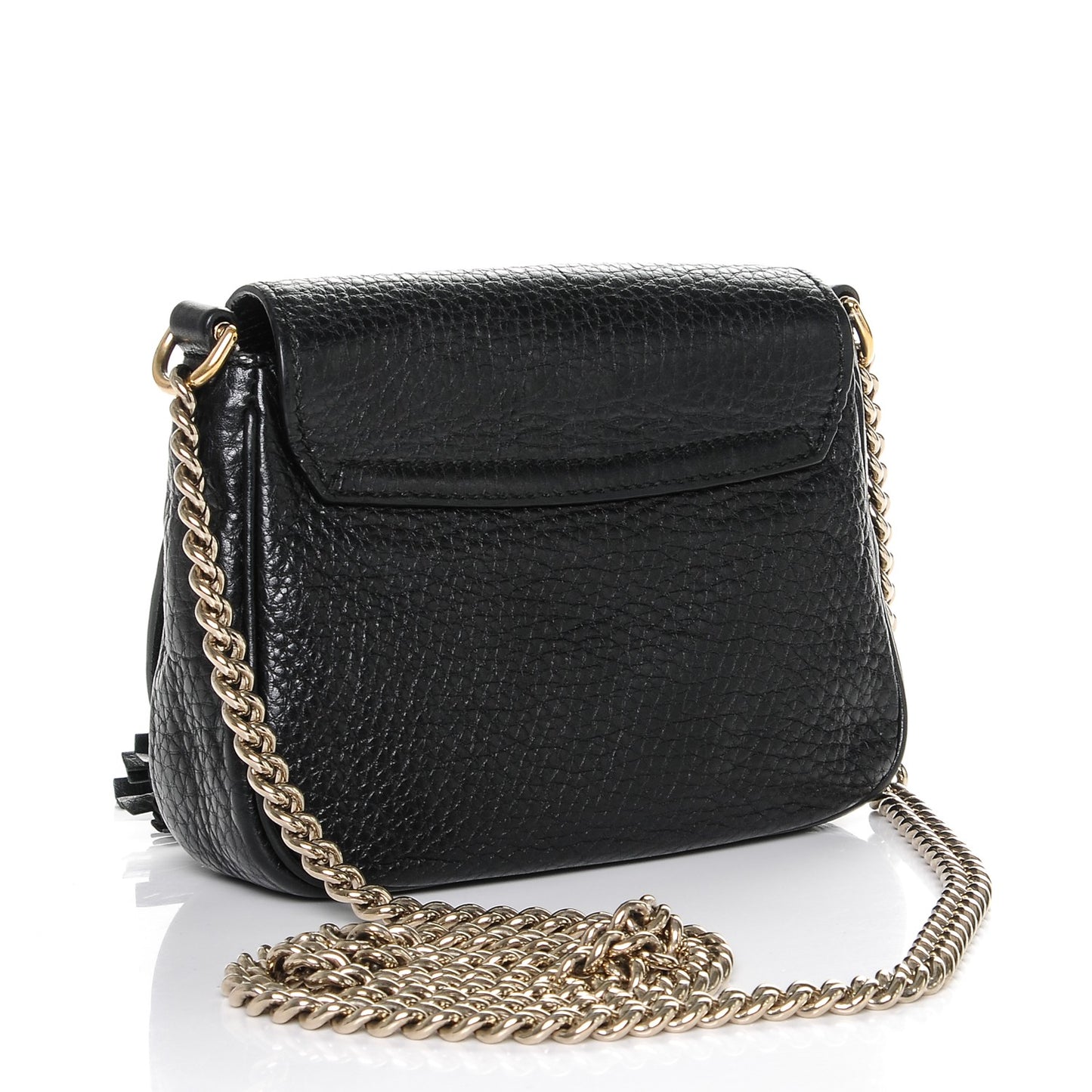 Pebbled Calfskin Small Soho Flap Crossbody Black