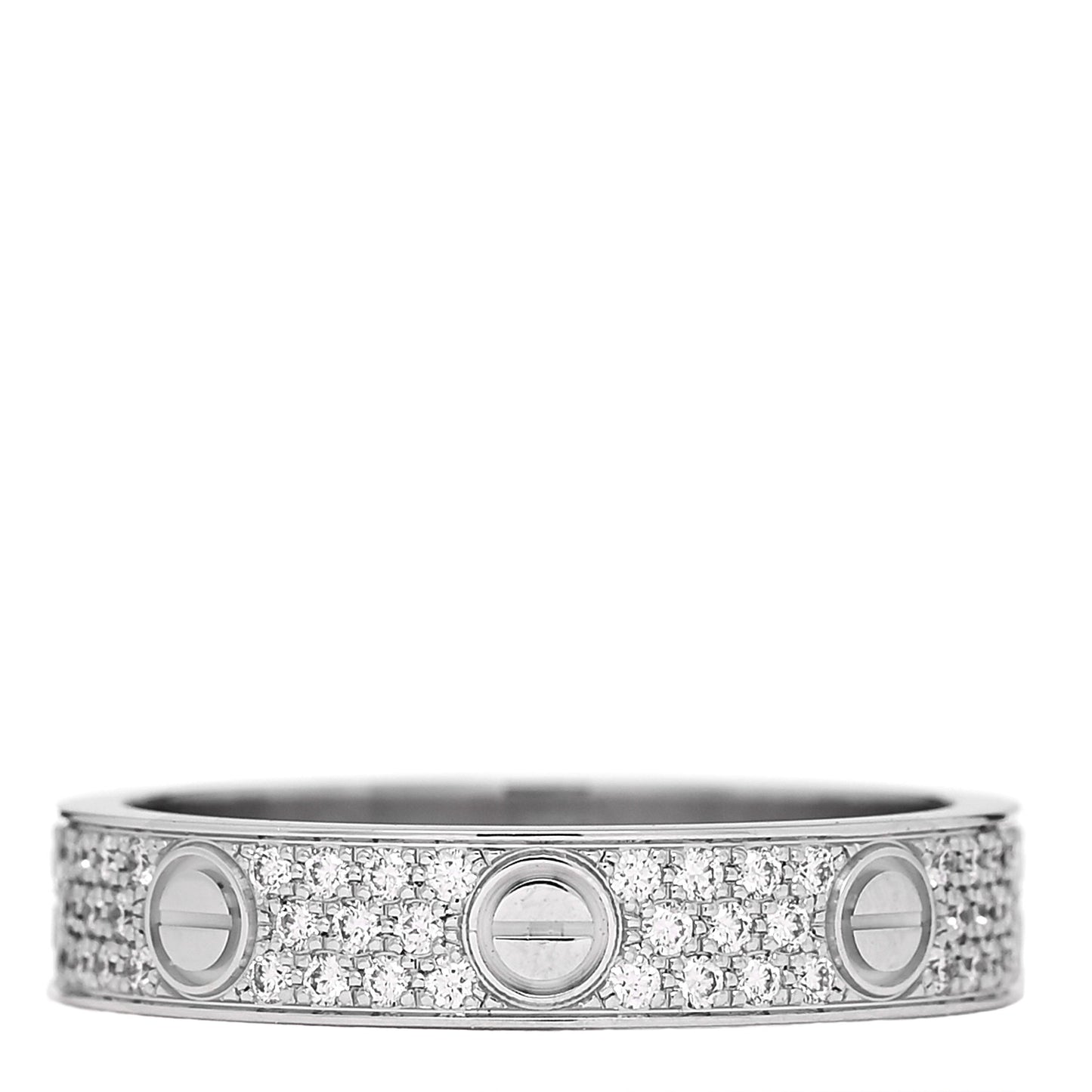 18K White Gold Diamond 4mm LOVE Wedding Paved Band Ring 52 6