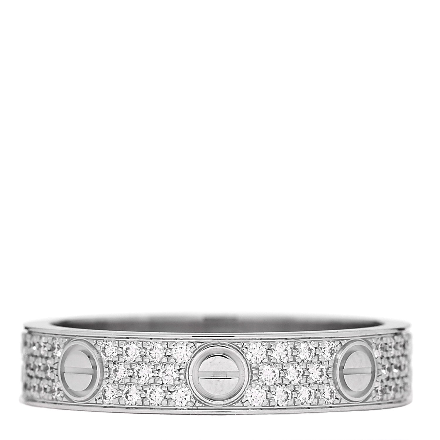 Cartier 18K White Gold Diamond 4mm LOVE Wedding Paved Band Ring 52 6 1 of 5