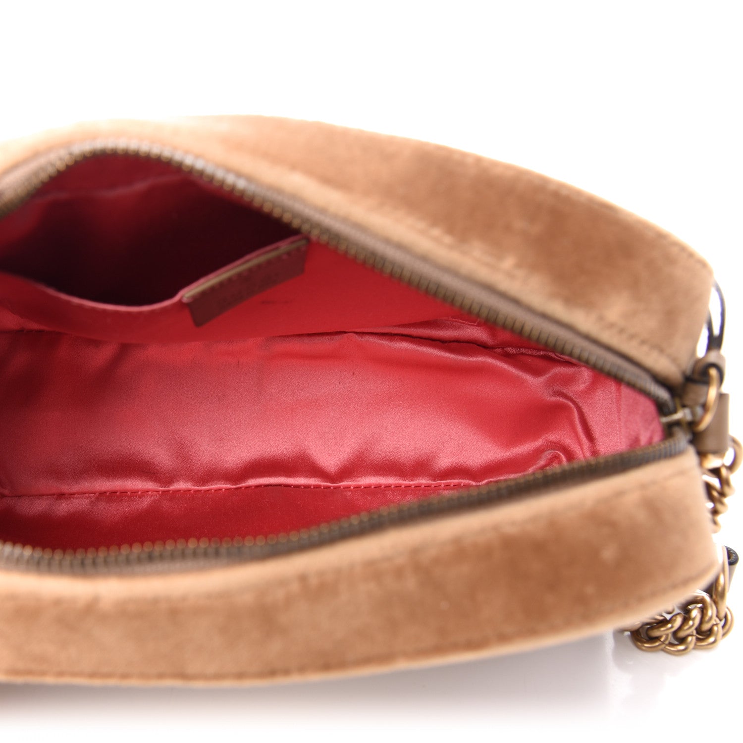 Gucci Velvet Matelasse Small GG Marmont Chain Shoulder Bag Taupe 5 of 11