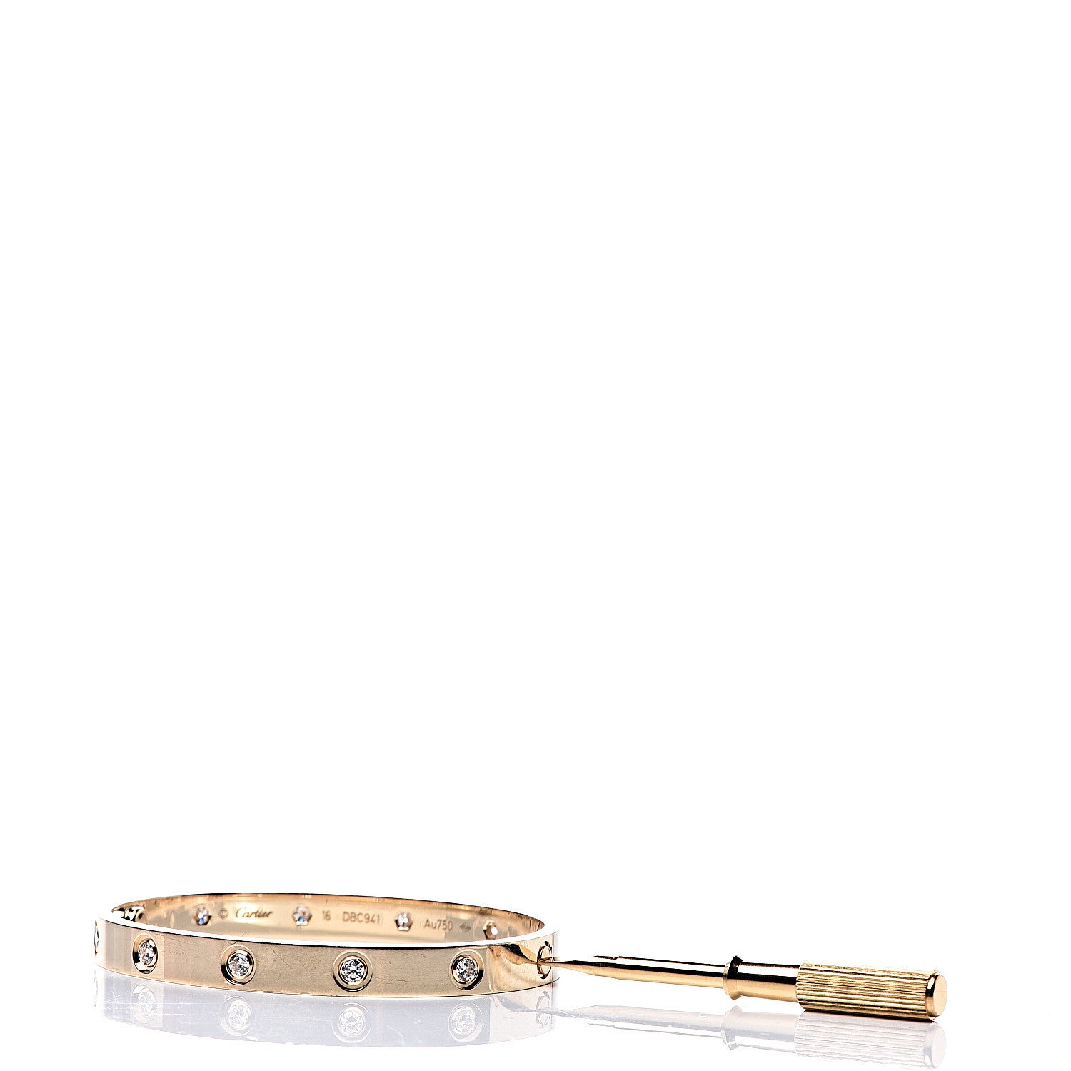 Cartier 18K Yellow Gold 10 Diamond LOVE Bracelet 16 6 of 9