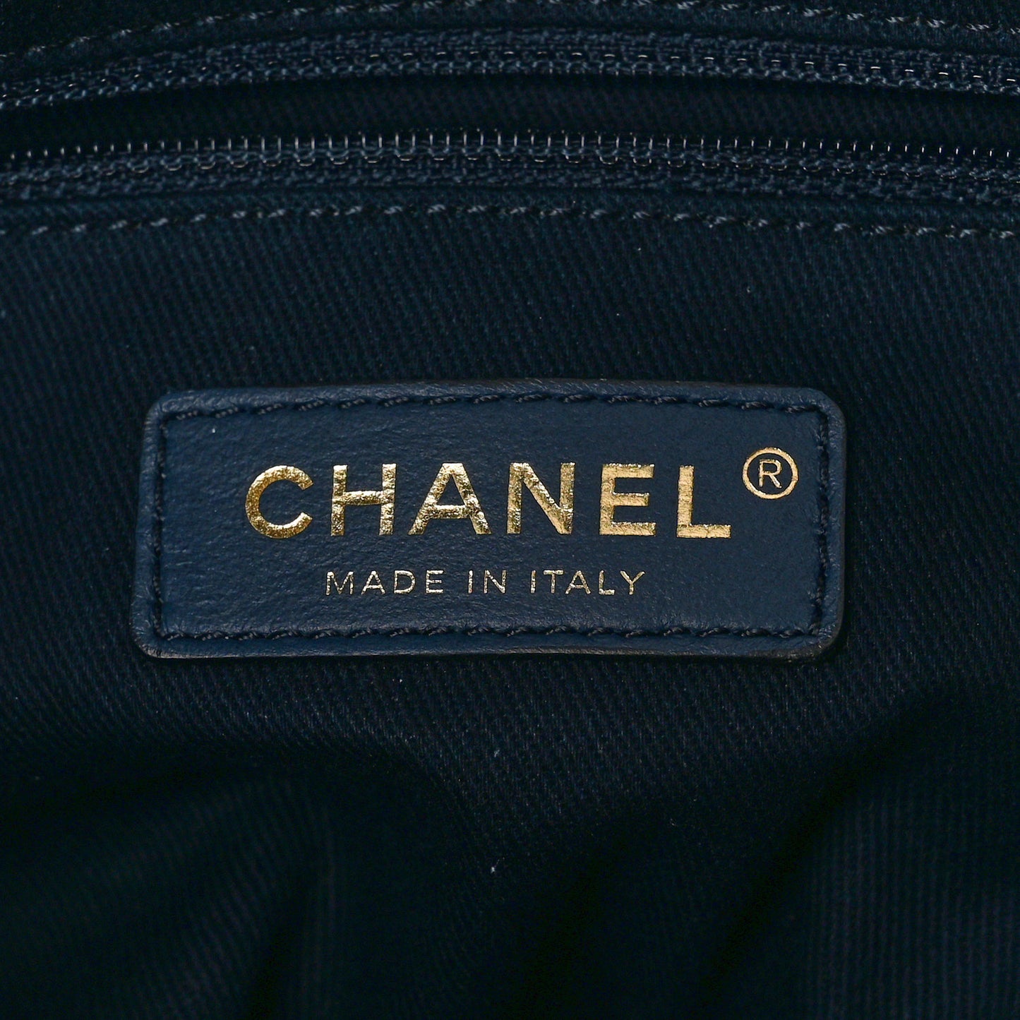 Lurex Canvas Small Deauville Tote Navy Blue Gold