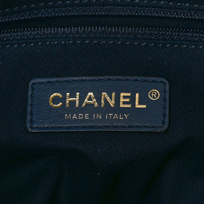 Chanel Lurex Canvas Small Deauville Tote Navy Blue Gold 6 of 13