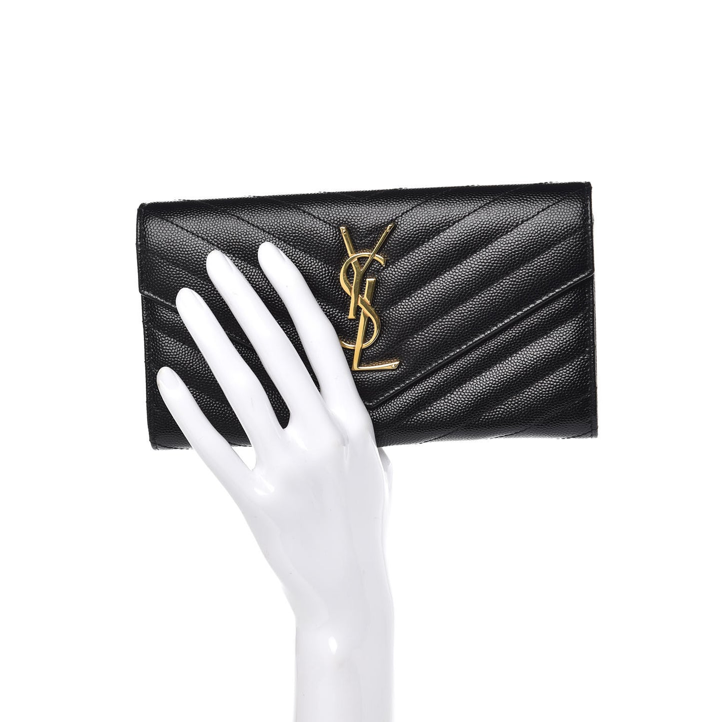 Grain De Poudre Matelasse Chevron Monogram Flap Wallet Black