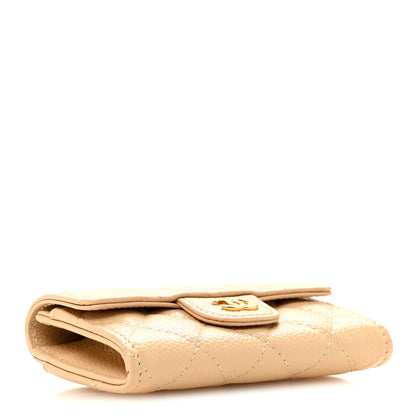 Chanel Caviar Quilted Flap Card Holder Wallet Beige 4 of 10