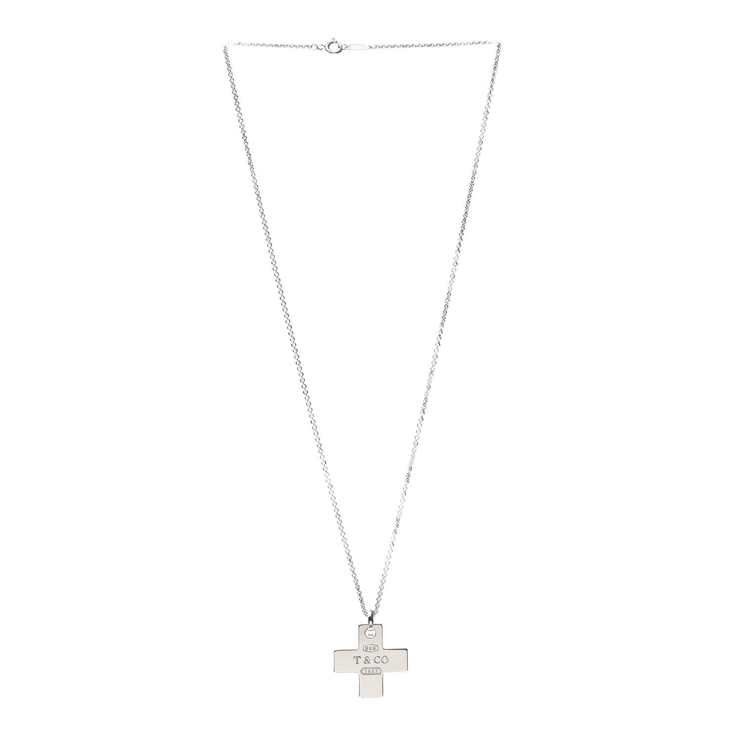 Tiffany Sterling Silver 1837 Double Cross Pendant Necklace 3 of 5