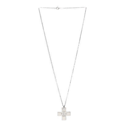 Tiffany Sterling Silver 1837 Double Cross Pendant Necklace 3 of 5