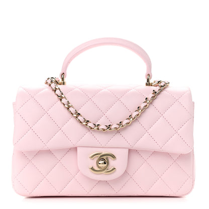 Chanel Lambskin Quilted Mini Top Handle Rectangular Flap Light Pink 1 of 9