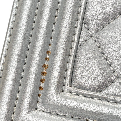 Chanel Metallic Lambskin Quilted Small Boy Flap Silver 14 of 17