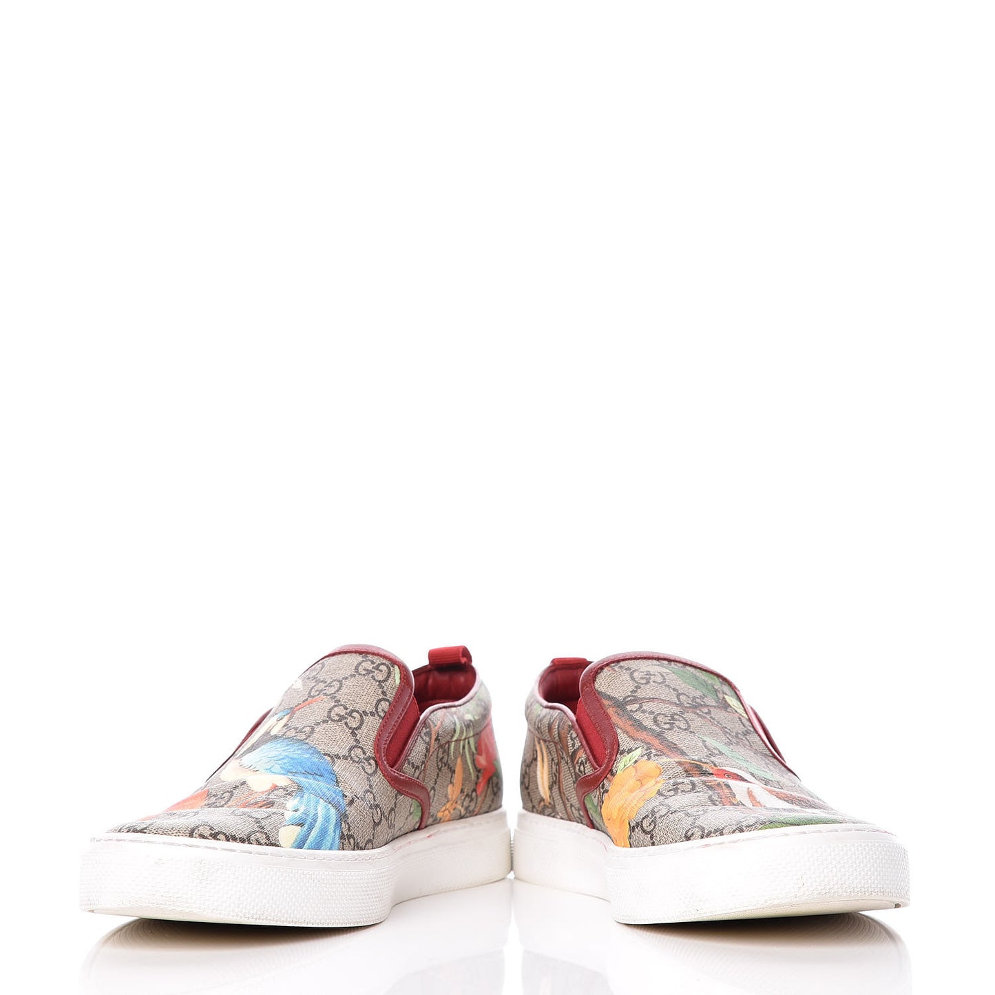 GG Supreme Monogram Tian Mens Dublin Slip On Sneakers 10 Beige Multicolor Red