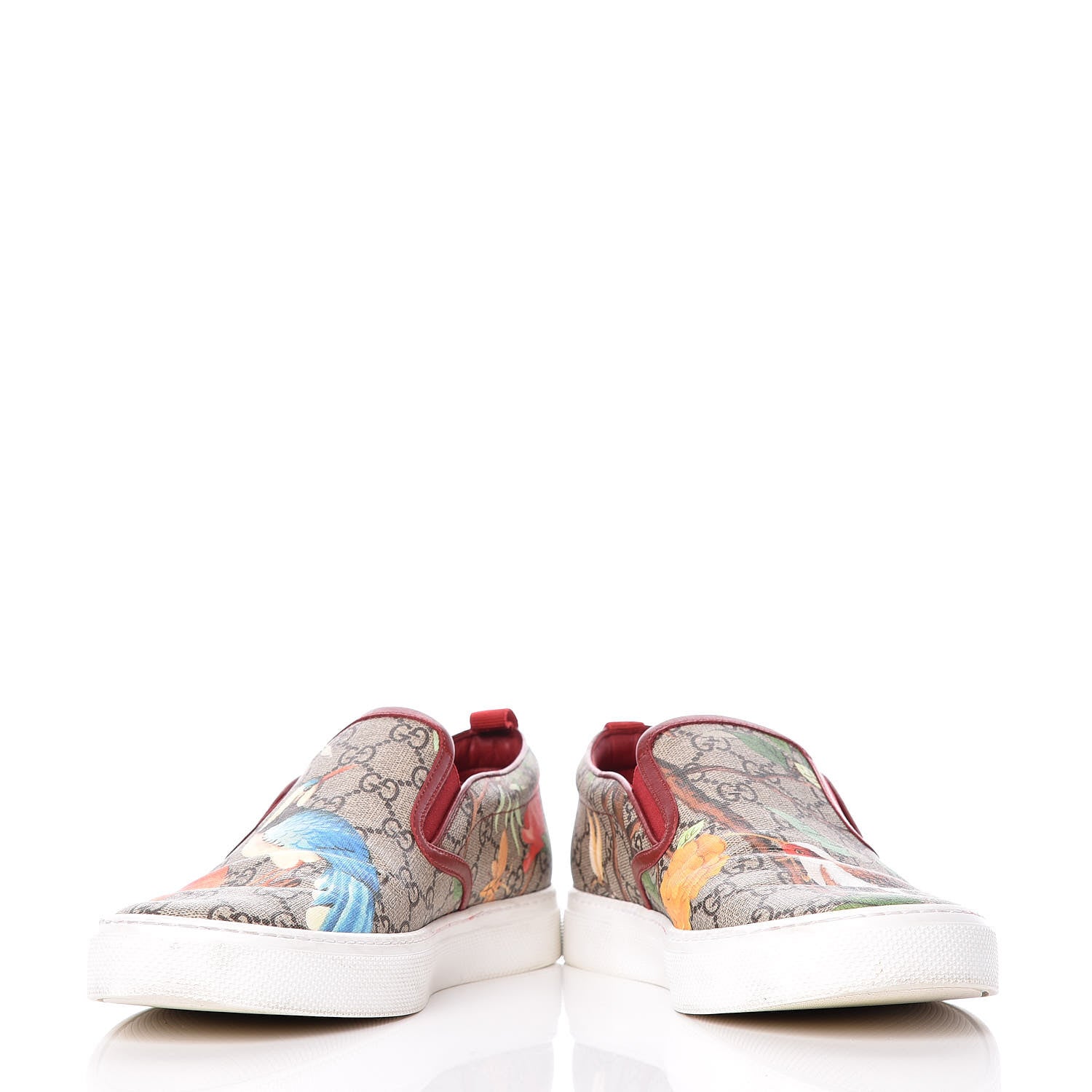 Gucci GG Supreme Monogram Tian Mens Dublin Slip On Sneakers 10 Beige Multicolor Red 5 of 10