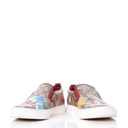 Gucci GG Supreme Monogram Tian Mens Dublin Slip On Sneakers 10 Beige Multicolor Red 5 of 10
