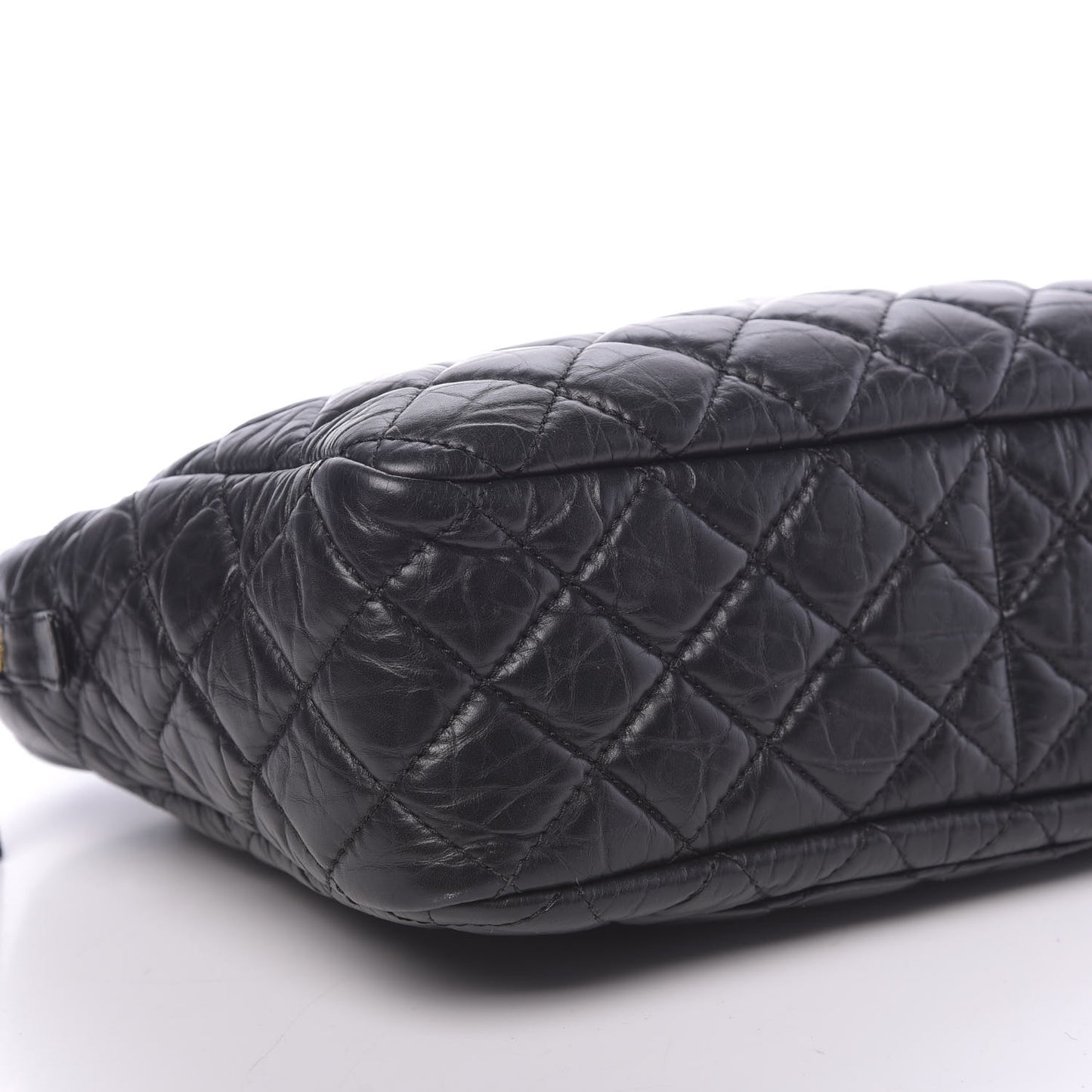 Aged Calfskin Quilted Large Reissue Camera Case Black