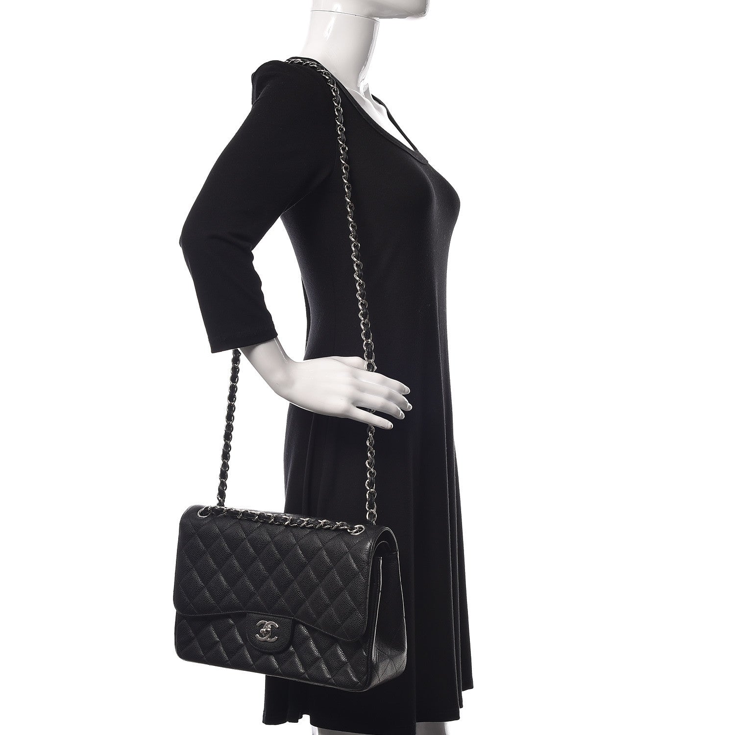Chanel Caviar Quilted Jumbo Double Flap Black 2 of 11