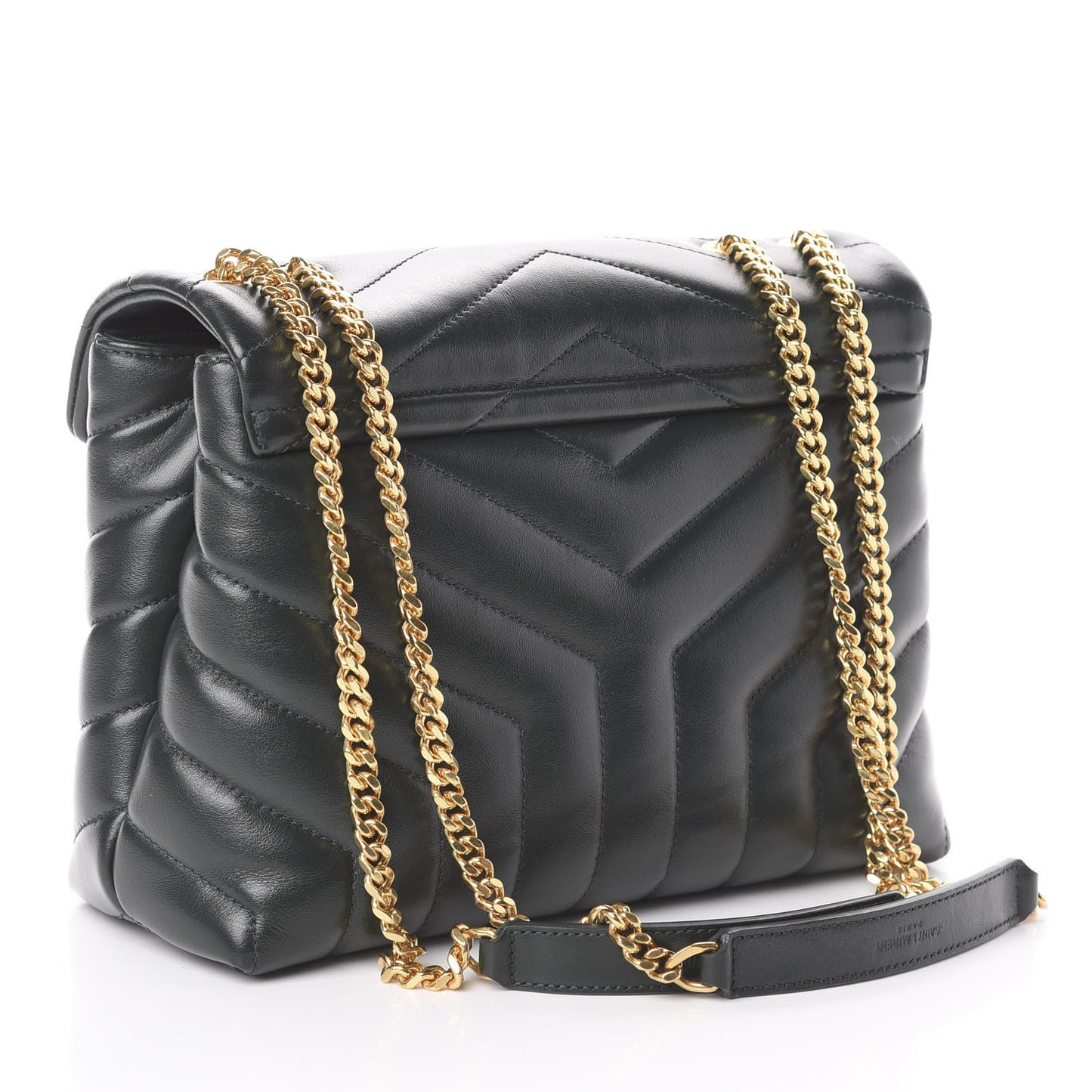Calfskin Y Quilted Monogram Small Loulou Chain Satchel Dark Mint