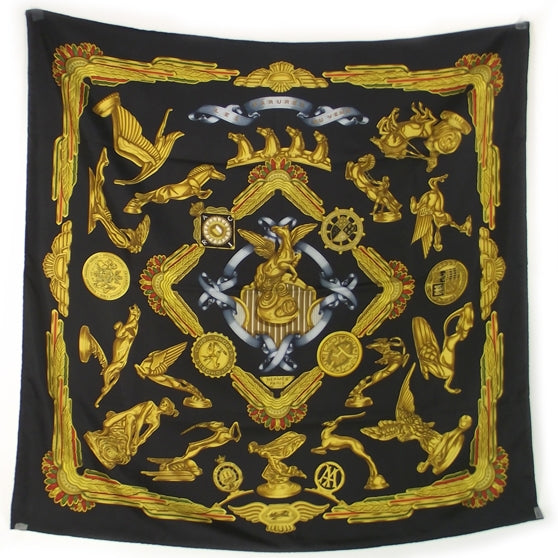 Hermes Silk Les Parures Du Vent Scarf 90 Navy 1 of 5