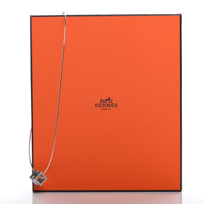 Hermes Lacquered Palladium Cage d'H Pendant Necklace Royal Bleu 5 of 5