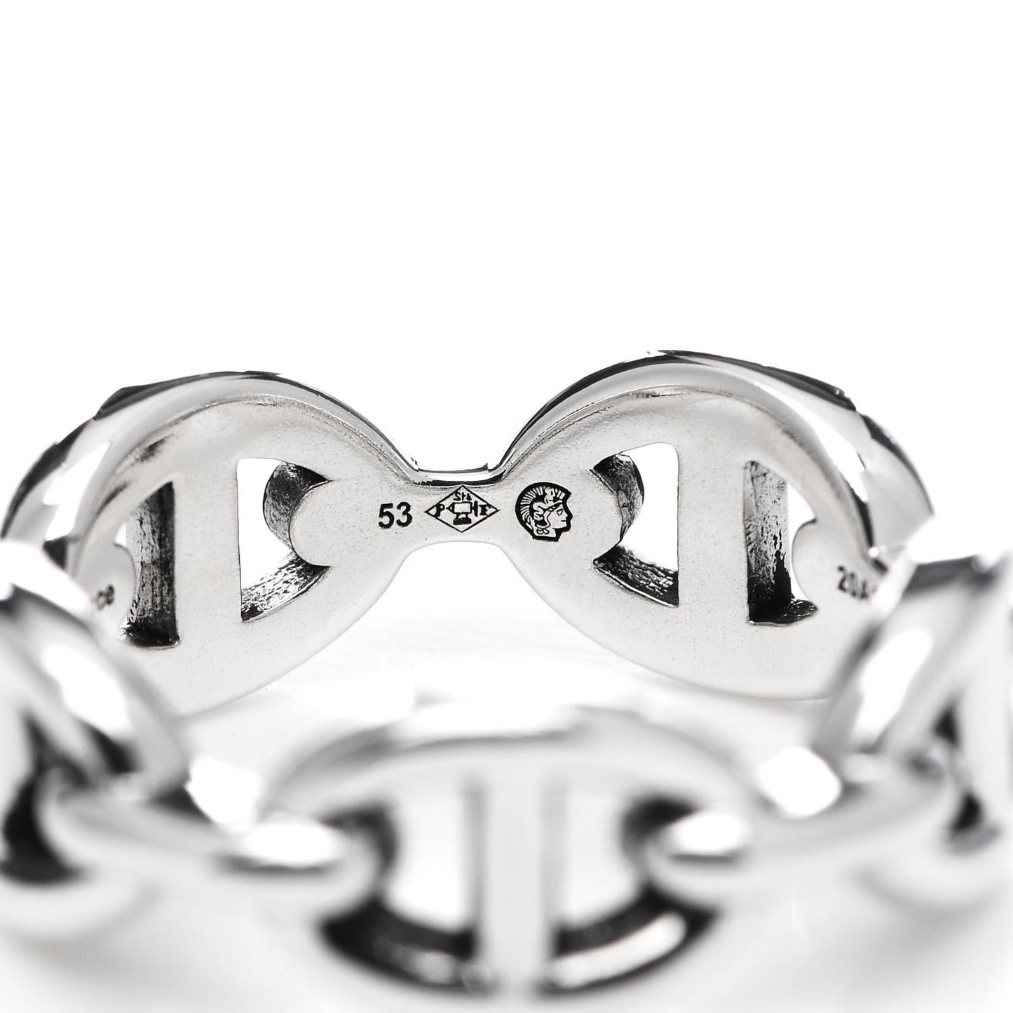 Sterling Silver PM Chaine d'Ancre Enchainee Band Ring 53 6.5