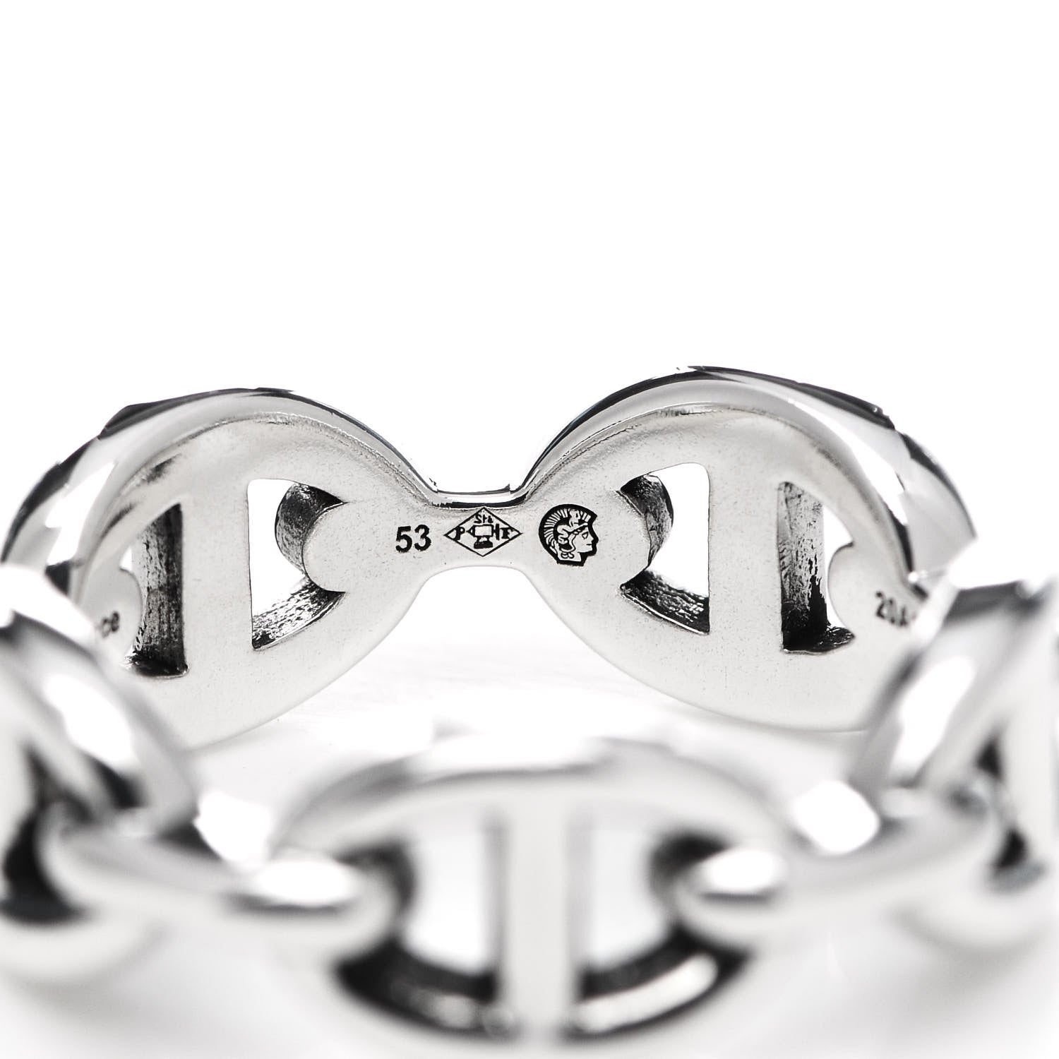 Hermes Sterling Silver PM Chaine d'Ancre Enchainee Band Ring 53 6.5 6 of 8