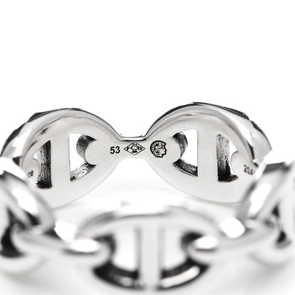 Hermes Sterling Silver PM Chaine d'Ancre Enchainee Band Ring 53 6.5 6 of 8