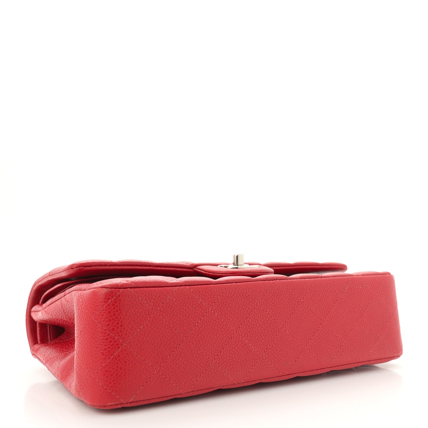Caviar Quilted Medium Double Flap Red