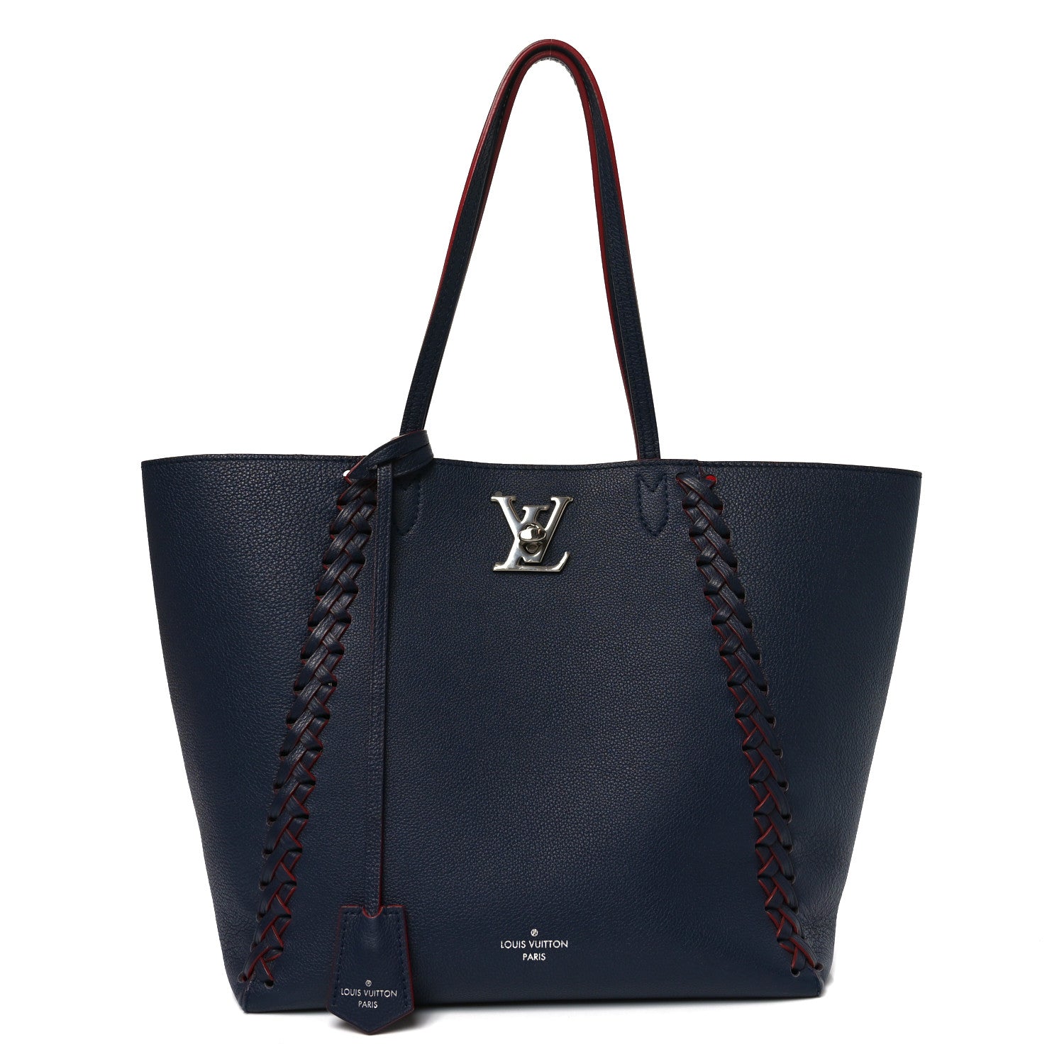 Louis Vuitton Calfskin Braided Lockme Cabas Marine Rouge 1 of 9