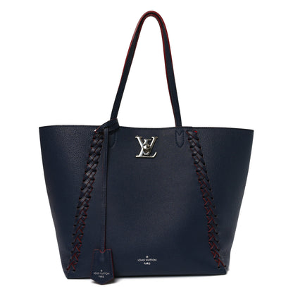 Louis Vuitton Calfskin Braided Lockme Cabas Marine Rouge 1 of 9