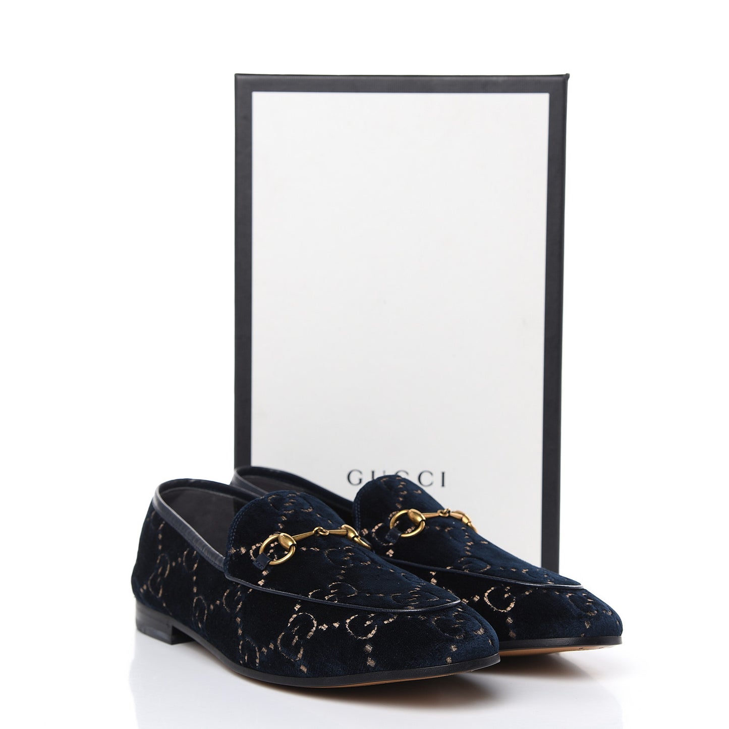 Velvet GG Monogram Horsebit Womens Jordaan Loafers 42 Blue Beige