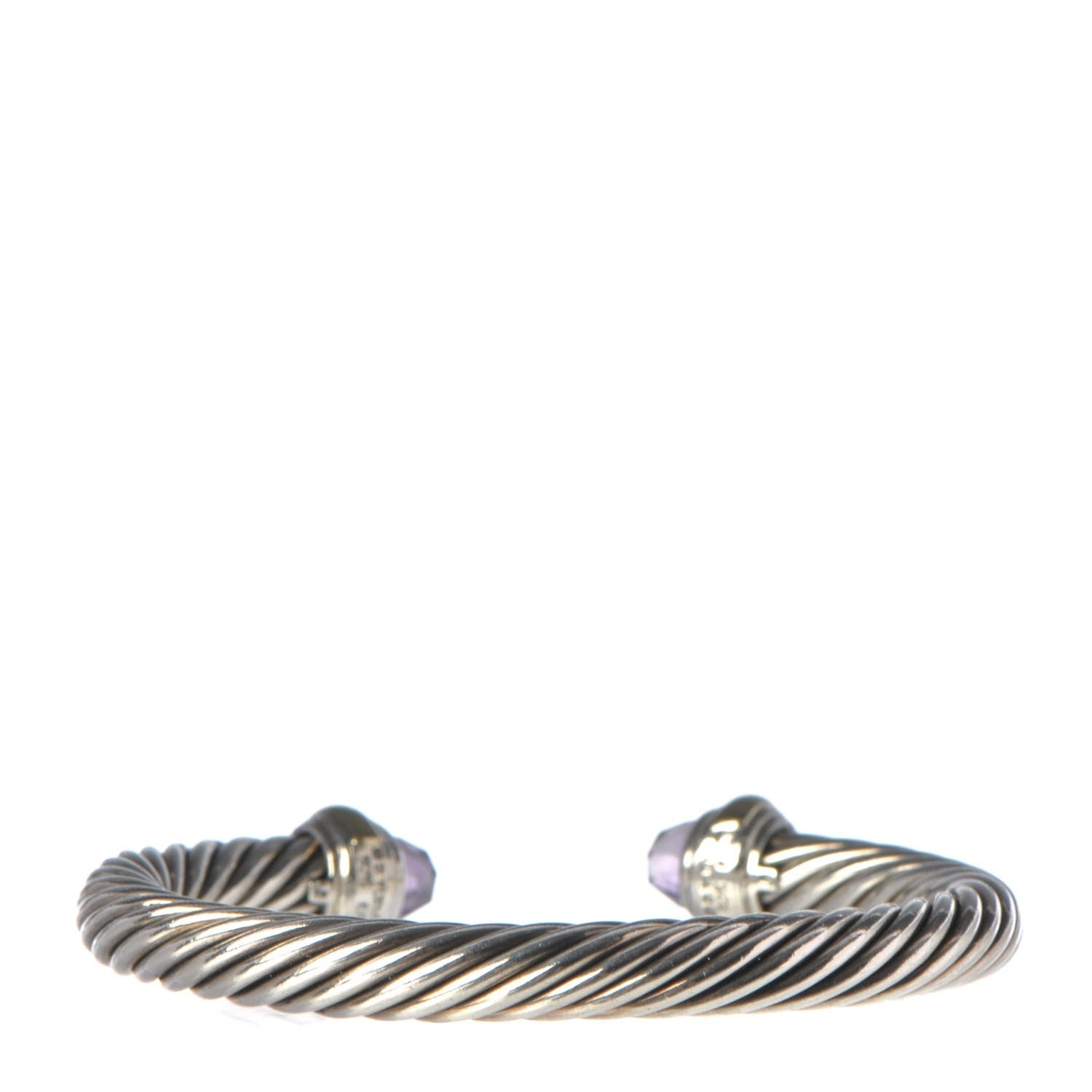 David Yurman Sterling Silver 14K Yellow Gold Amethyst 7mm Cable Classics Bracelet 3 of 5