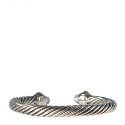David Yurman Sterling Silver 14K Yellow Gold Amethyst 7mm Cable Classics Bracelet 3 of 5
