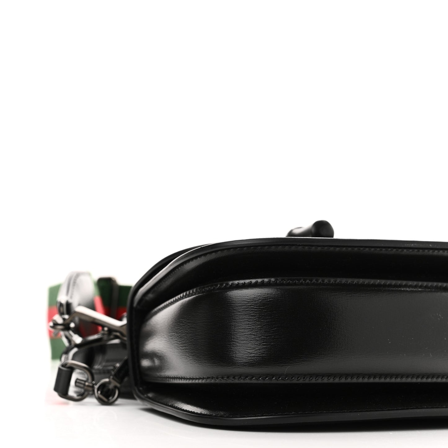 Boarded Dyana Lux Calfskin Web Monochrome Mini Bamboo 1947 Top Handle Bag Black