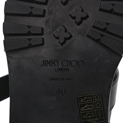 Jimmy Choo Calfskin Crystal Embellished Cora Flat Combat Boots 40 Black 6 of 7
