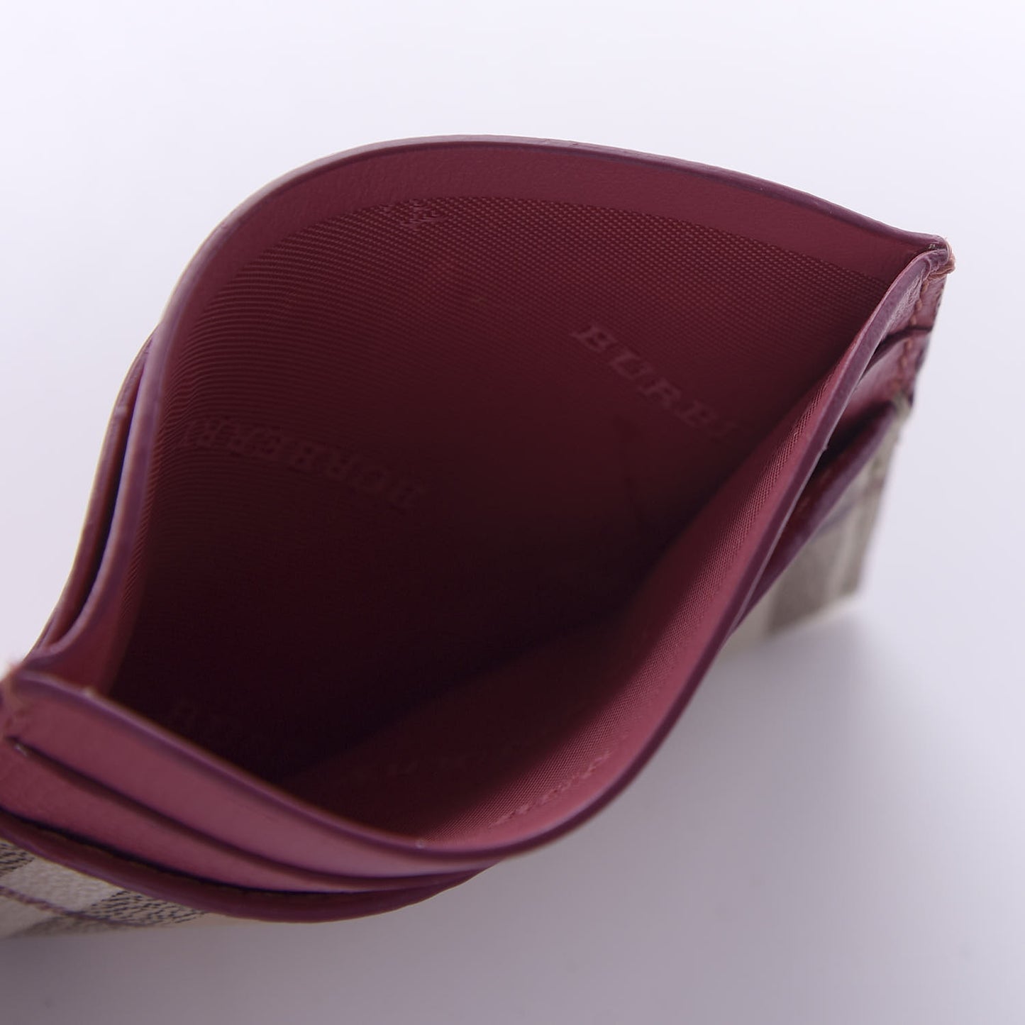 Soft Grain Calfskin Haymarket Check Izzy Card Case Pink